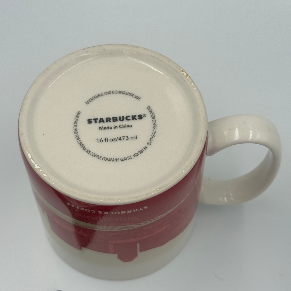 Starbucks Singapore Global Icon Series Coffee Mug 16oz Red Cream Skyline 2015 - Picture 7 of 16